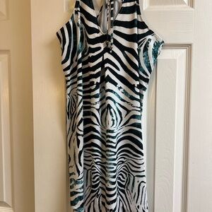 Pilyq Black and White Zebra Midi Dress